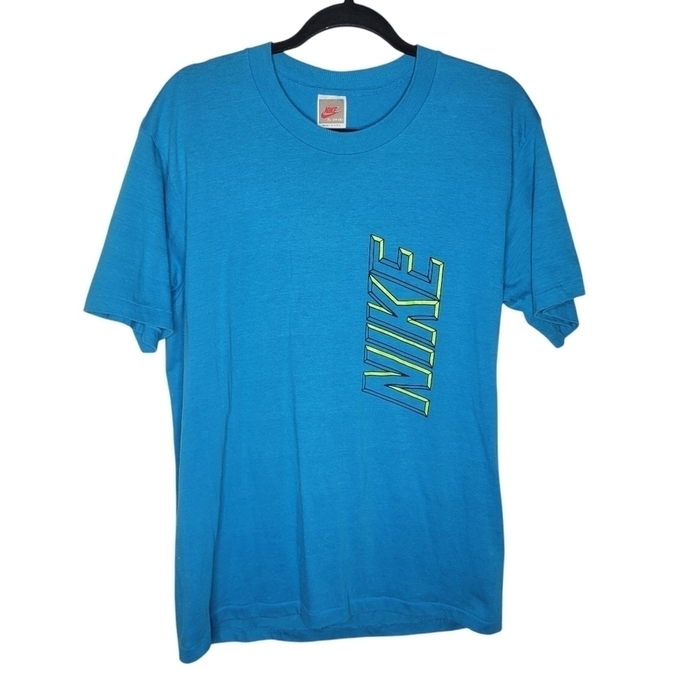 Vintage 90s Nike Spellout Graphic T-Shirt in Blue Size XL